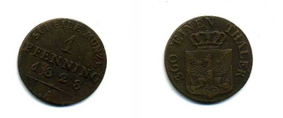 ПРУССИЯ 1 ПФЕННИГ 1828 35-114