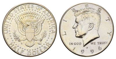 США 1/2 доллара (50 центов) 1996 P, Джон Кеннеди KM A202b медь плакированная медно-никелем UNC 4672-723