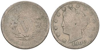 США 5 центов 1900 голова свободы KM 112 медно-никель 4563-133