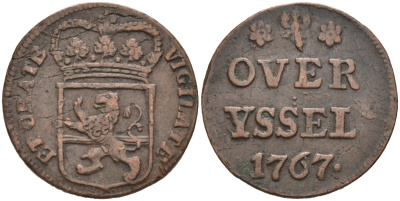 Оверэйсел (Overyssel), Нидерланды 1 дуит 1767 KM 90 медь 4575-1246