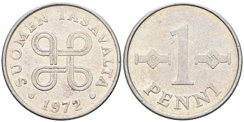 Финляндия 1 пенни 1972 KM 44а алюминий 4588-767
