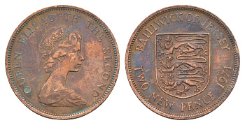Джерси 2 пенса 1971 герб, Елизавета II (1952-2022) KM 31 бронза 4652-527
