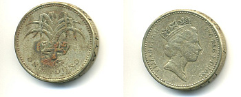 Великобритания 1 фунт 1985 Елизавета II (1952-2022) KM 941, Spink 4331 никель латунь 59-123