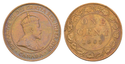 Канада 1 цент 1909 Эдуард VII (1901-1910) KM 8 бронза 4637-143