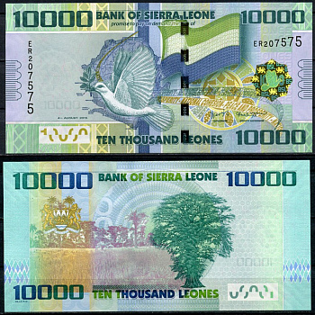 Сьерра-Леоне 10000 леоне 2015 голубь, флаг Pick 33 c  бумага  UNC (пресс) 448-81-3