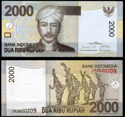 Индонезия 2000 рупий 2009 Принс Антасари, танцоры-даяки (Южный Борнео) Pick 148a бумага UNC (пресс) 7201-13-1