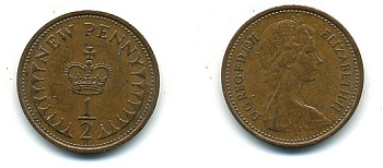 Великобритания 1/2 пенни 1971 Елизавета II (1952-2022) КМ 914, Spink 4239 бронза 4110-1642