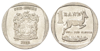 ЮАР 1 ранд 2000 KM 164 медь плакированная никелем 4627-357