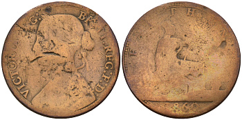 Великобритания 1 фартинг 1860 Виктория (1837-1901), бисерная кайма KM 747.1, Spink 3958 бронза 4160-1161