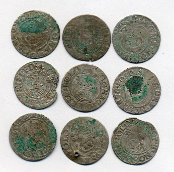 ПОЛЬША ЛОТ ИЗ 9 МОНЕТ В ПОЛТАРАК XVII век M12-13-10