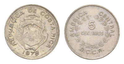 Коста-Рика 5 сентимо 1978 KM 184.2 медно-никель 116-929