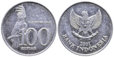 Индонезия 100 рупий 2001 черный пальмовый какаду KM 61 алюминий 41-435