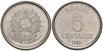 Бразилия 5 сентаво 1986 KM 601 нержавеющая сталь 4154-957