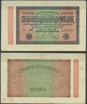 Германия 20000 марок 1923 Pick 85 a бумага 6287-1-1-2