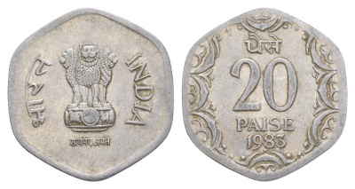 Индия 20 пайс 1983 KM 44 алюминий 4650-1021
