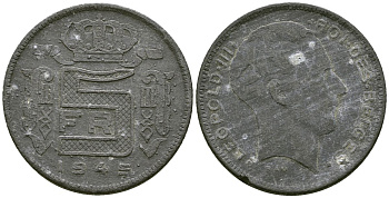 Бельгия 5 франков 1945 DES BELGES KM 129 цинк 4177-1052