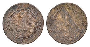 Нидерланды 1 цент 1877 Виллем III (1849-1890) KM 107 бронза 57-1263