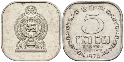 Шри-Ланка 5 центов 1978 KM 139a алюминий 4136-716