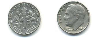 США 10 ЦЕНТОВ = 1 ДАЙМ 1997 P, РУЗВЕЛЬТ KM 195a медно-никель 89-536