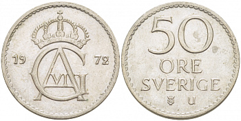 Швеция 50 эре 1972 Густав VI Адольф (1950-1973) KM 837 медно-никель 3718-621