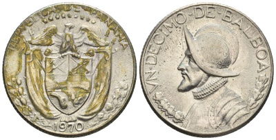 Панама 1/10 бальбоа 1970  KM 10 медь плакированная медно-никелем  aUNC  4609-852