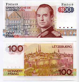 Люксембург 100 франков 1980 14 августа 1980, signatures: Bruck & Wernerбумага UNC (пресс) 00-00