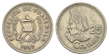 Гватемала 25 сентаво 1997 KM 278.6 медно-никель 4663-825