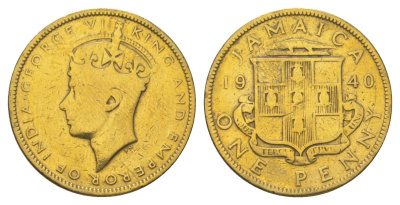 Ямайка 1 пенни 1940 KM 32 никель латунь 4628-436