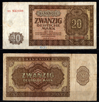 ГДР 20 марок 1948 Pick 13 a бумага 8518-47-1-2