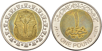Египет 1 фунт 2008 KM 940а биметалл 4586-1016