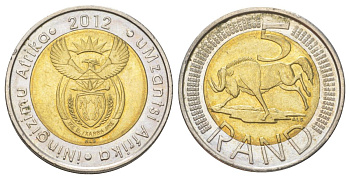 ЮАР 5 рандов 2012 KM 555 биметалл UNC 4626-916