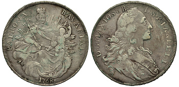 Бавария 1 талер 1768 Максимилиан III Иосиф (1745-1777) KM 234.1, Dav 1953 серебро 00-000-00