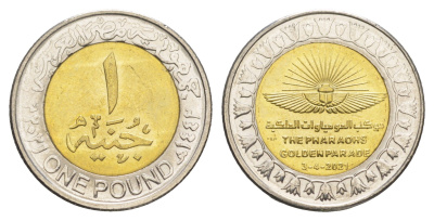 Египет 1 фунт 2021 Золотой парад фараонов KM 1072 биметалл UNC 4652-1245