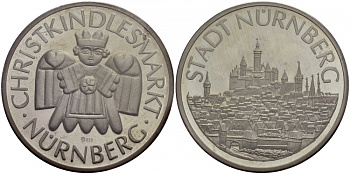 ГЕРМАНИЯ МЕДАЛЬ ND РЫНОК МЛАДЕНЦА ХРИСТА, ГОРОД НЮРНБЕРГ, В ЗАПАЙКЕ, 999, ВЕС 16,5 ГР., ДИАМЕТР 36 ММ. серебро PROOF 272-1721