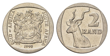ЮАР 2 ранда 1990 KM 139 медь плакированная никелем 4626-1115