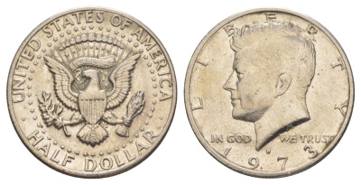 США 1/2 доллара (50 центов) 1973 Джон Кеннеди KM 202b медь плакированная медно-никелем aUNC 4517-1233