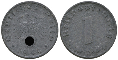 Германия 1 рейхспфенниг 1944 B KM 97, J. 369 цинк  4668-1144