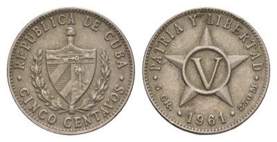 Куба 5 сентаво 1961 KM 11.3 медно-никель 4655-862