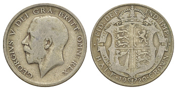 Великобритания 1/2 кроны 1920 Георг V (1910-1936) KM 818.1a, Spink 4021 серебро 4168-526