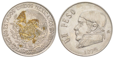Мексика 1 песо 1976 Хосе Мария Морелос KM 460 медно-никель aUNC 4628-1037