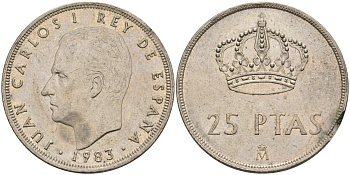Испания 25 песет 1983 Хуан Карлос I (1975-2014) KM 824 медно-никель 4149-1112