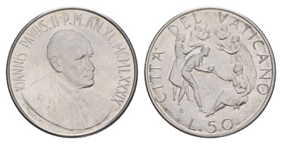 Ватикан 50 лир 1989 KM 215 нержавеющая сталь UNC 4633-1223