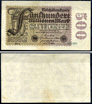 Германия 500000000 марок 1923 1 сентября 1923 Pick 110 d бумага 7552-72-3-2