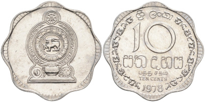 Цейлон 10 центов 1978 KM 140 a алюминий 4586-353