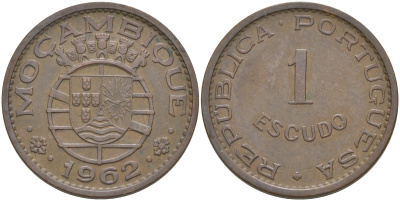 Португальский Мозамбик 1 эскудо 1962 KM 82 бронза 190-422