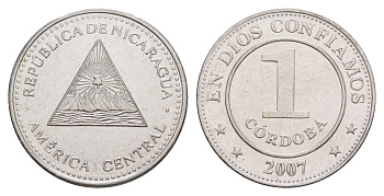 Никарагуа 1 кордоба 2007 KM 101 сталь плакированная никелем UNC 4641-412