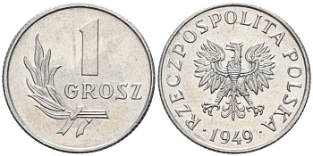 Польша 1 грош 1949 Y 39 алюминий 4174-866