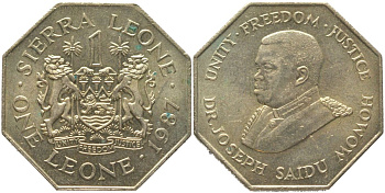 Сьерра-Леоне 1 леоне 1987 KM 43 никель бронза aUNC 73-1031