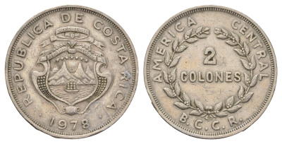 Коста-Рика 2 колона 1978 KM 187.2 медно-никель 180-425