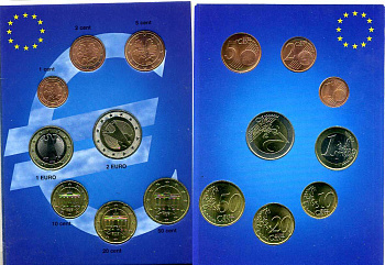 ФРГ евронабор из 8 монет 2002 F  биметалл  UNC  1-6-2-44